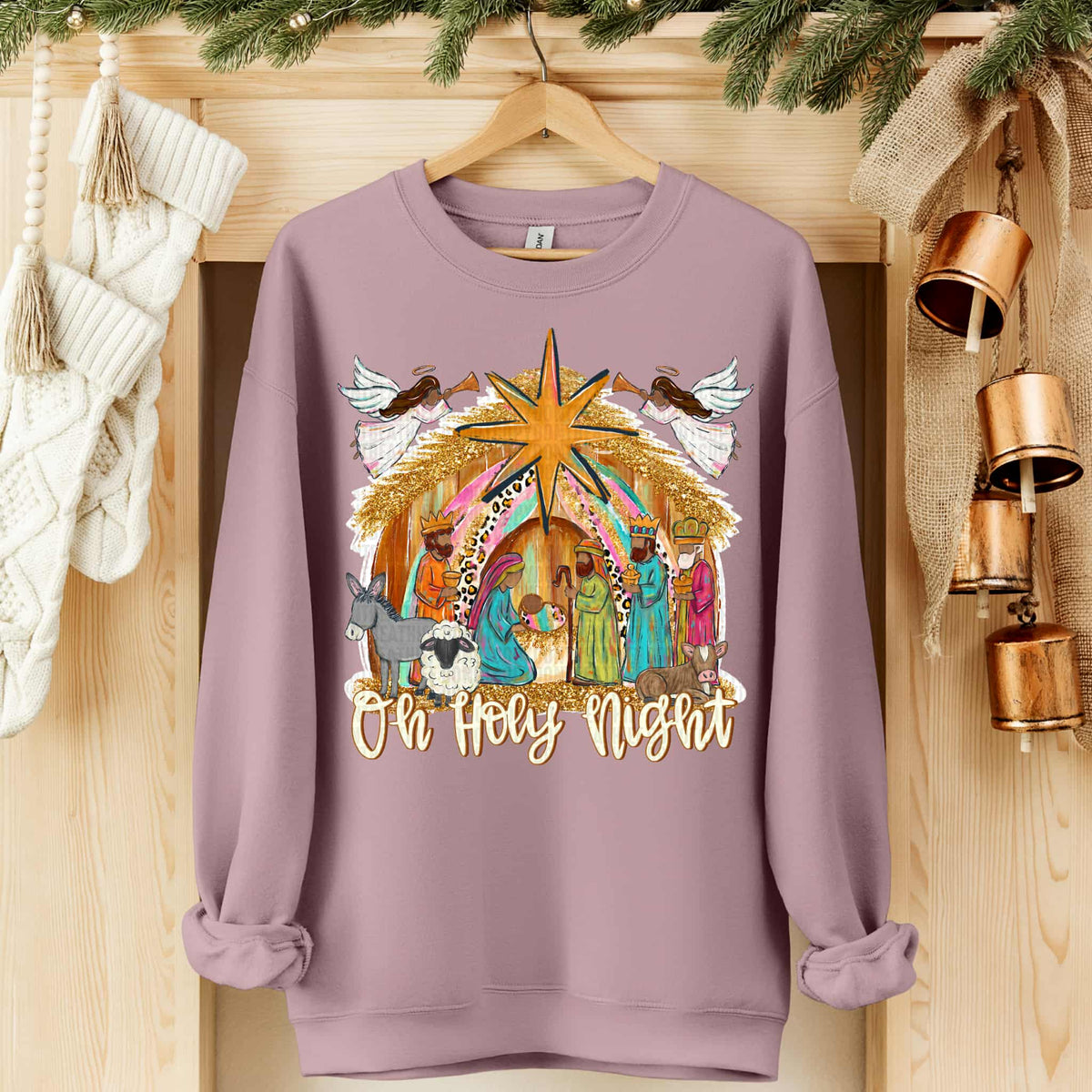 Oh Holy Night Nativity (darker skin tone) (SDD) DTF transfer