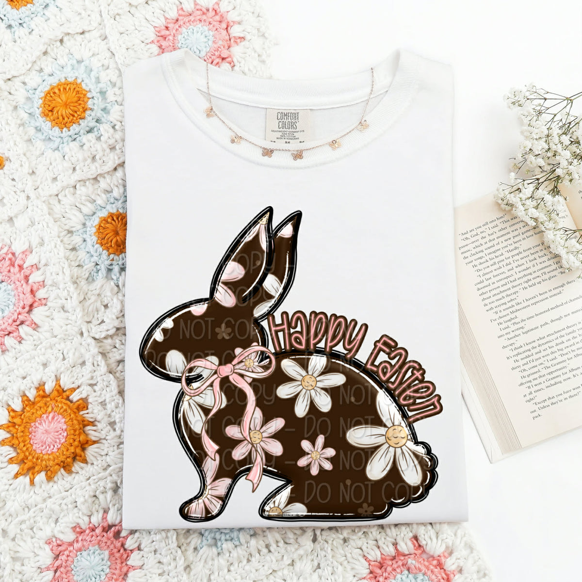 Happy Easter brown bunny (DWS) DTF Transfer