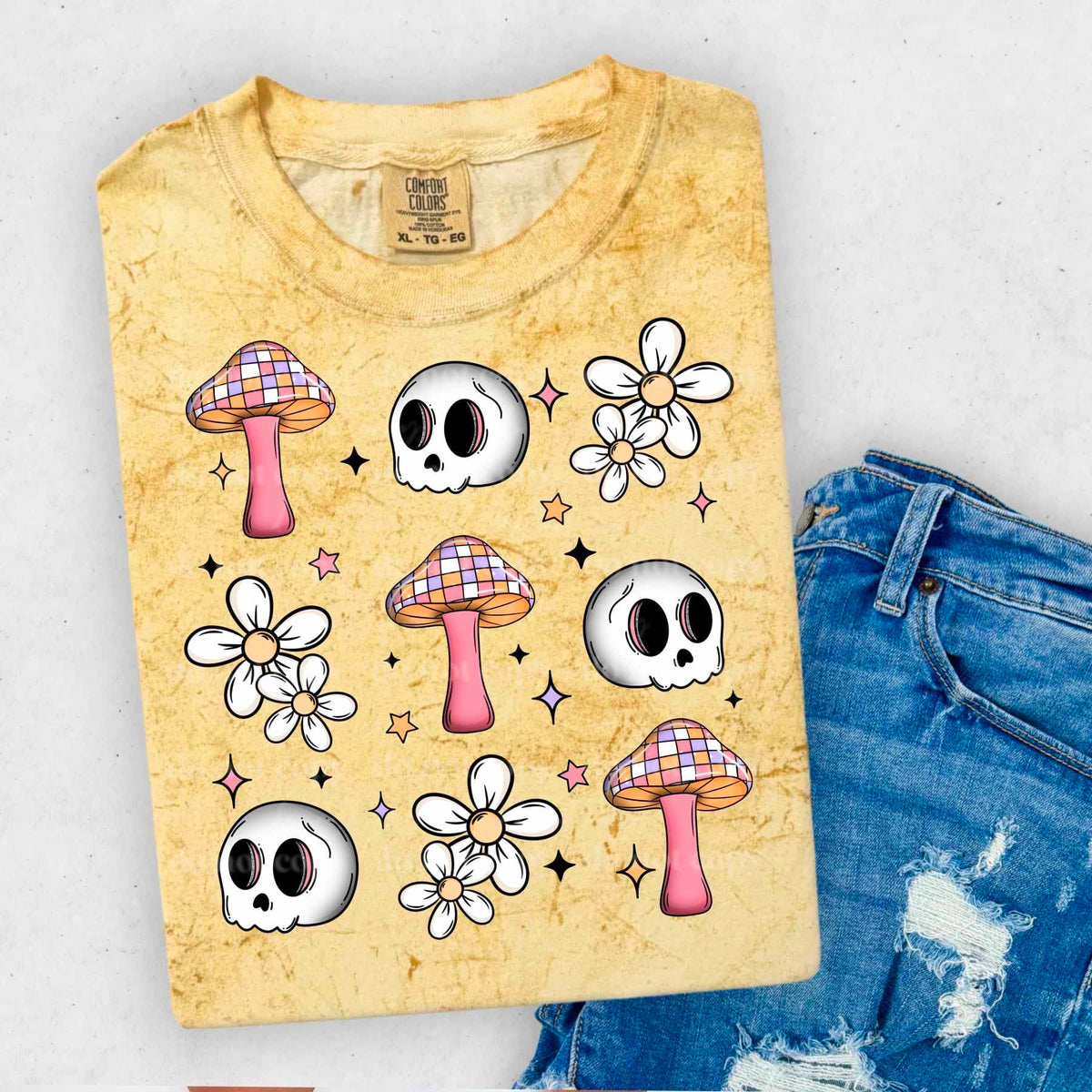 Groovy skull collage (CSC) 55557 DTF transfer