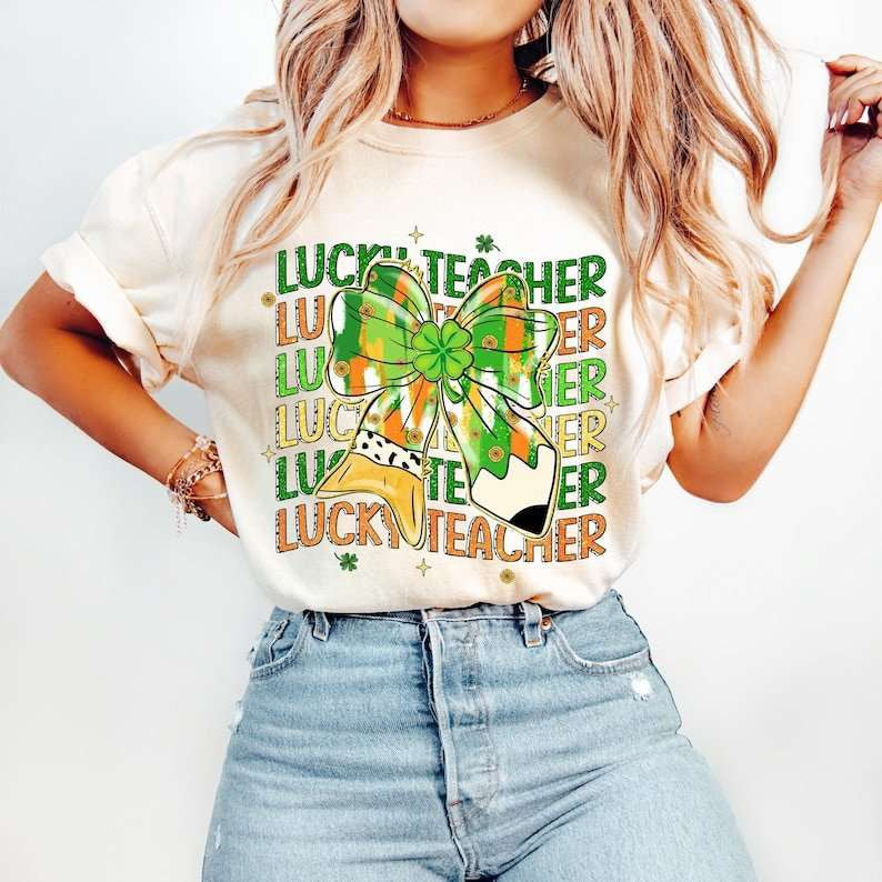 Lucky teacher wavy stacked 77604 DTF transfer