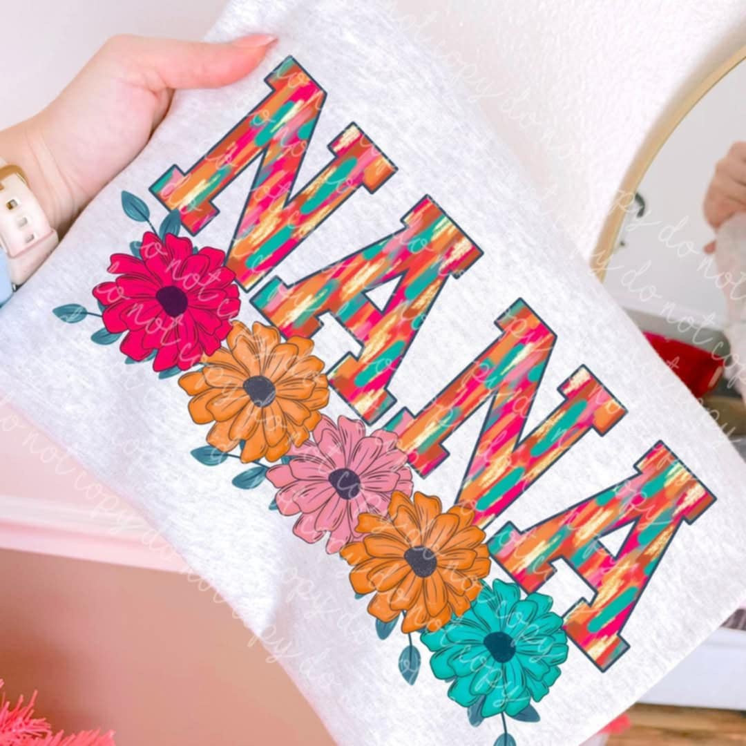 Nana brushstrokes with flowers (MMD) 97895 DTF transfer
