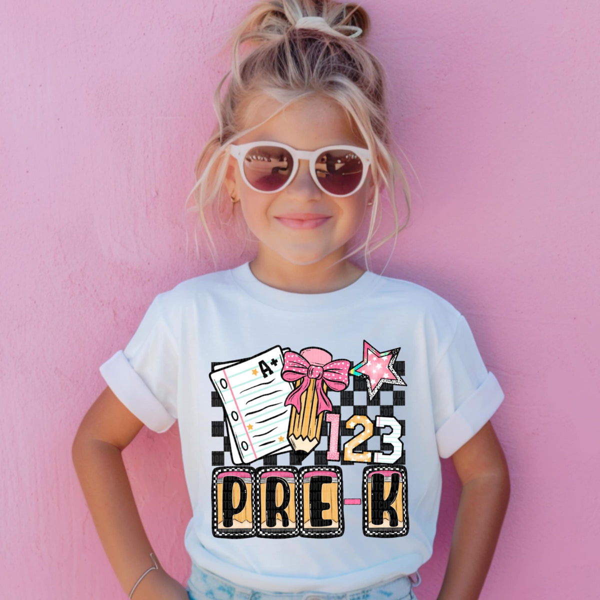 Pre-k school checkered (SDD) 107700 DTF transfer