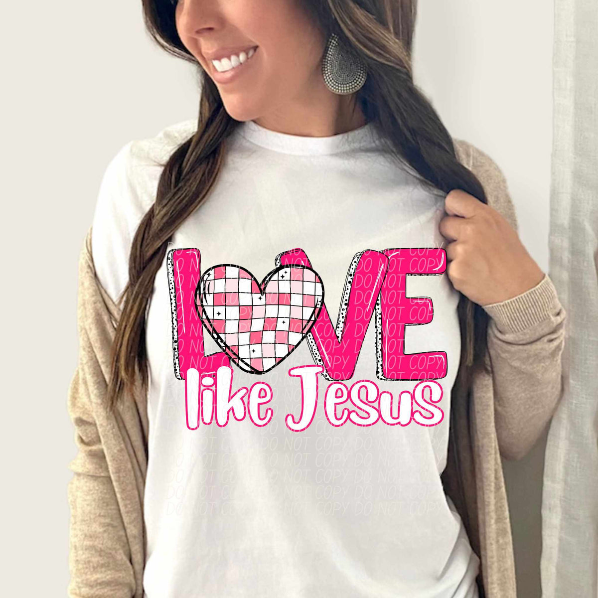 Love like Jesus checkered heart (CITY) 75755 DTF transfer