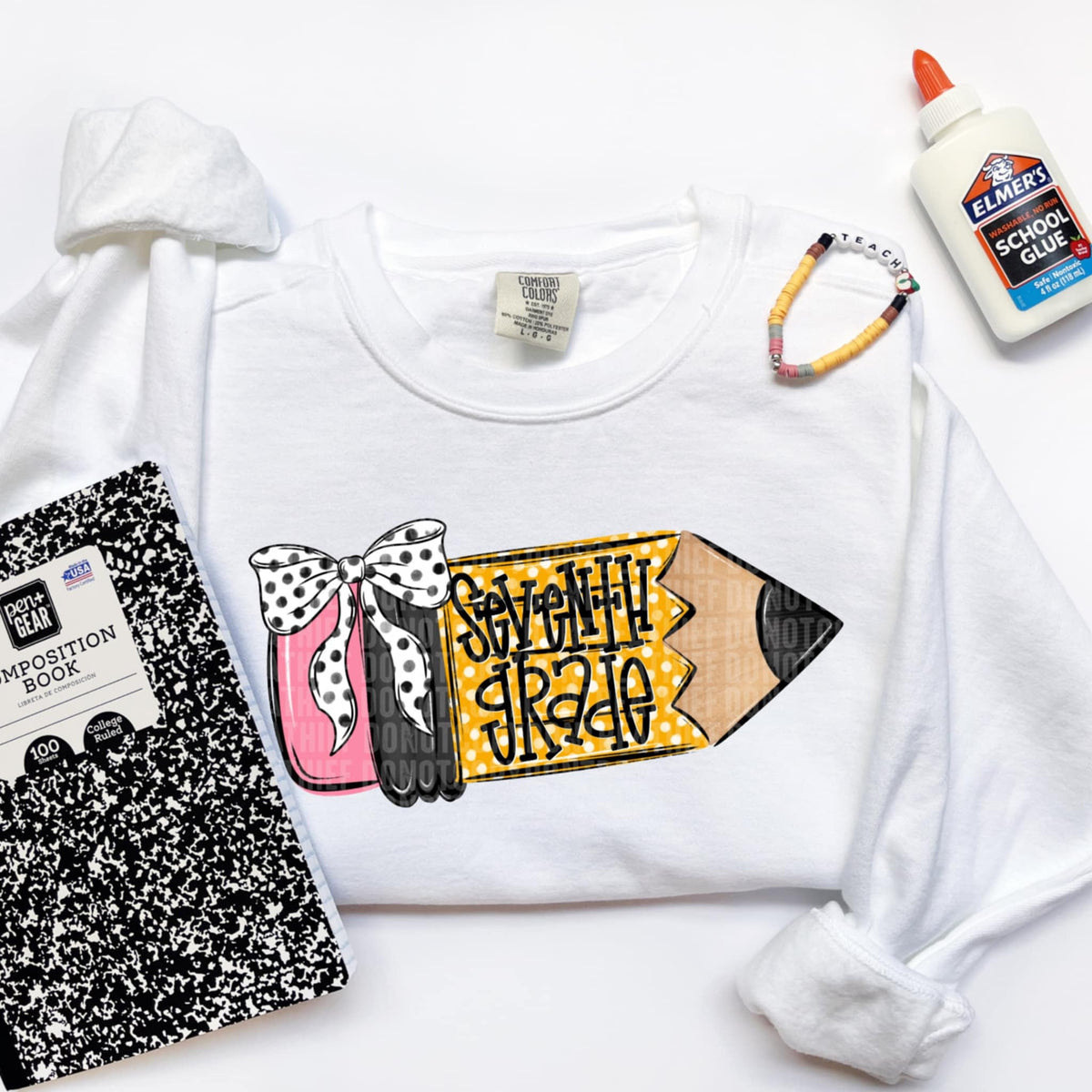 Seventh grade pencil with bow (SDD) 107444 DTF transfer