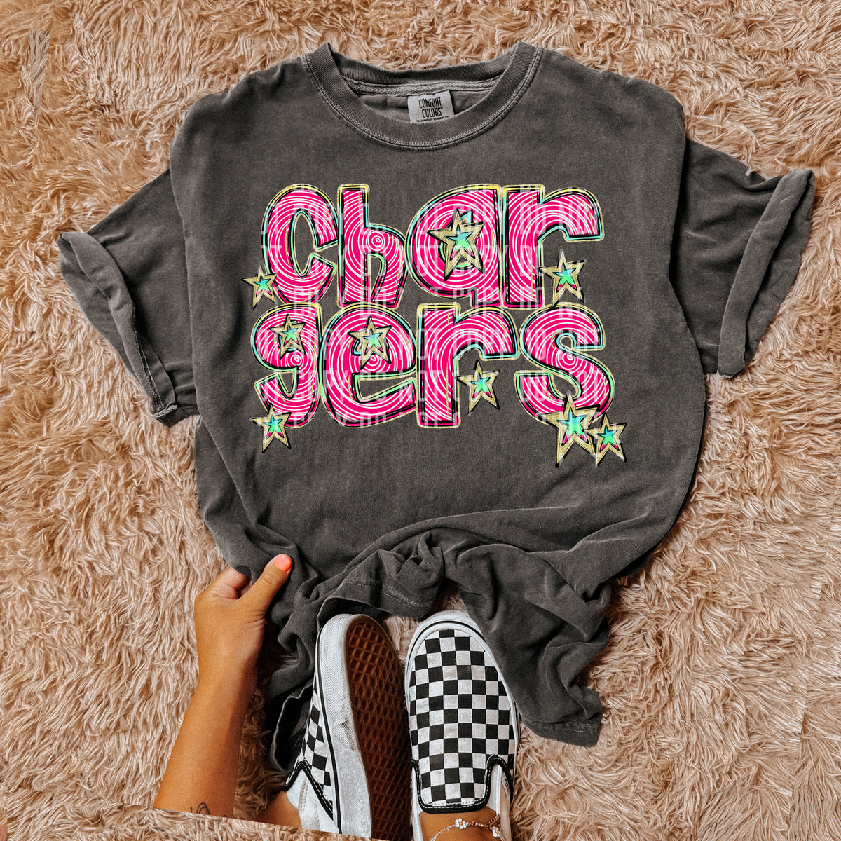 CHARGERS pink swirl (Caplinger) DTF transfer