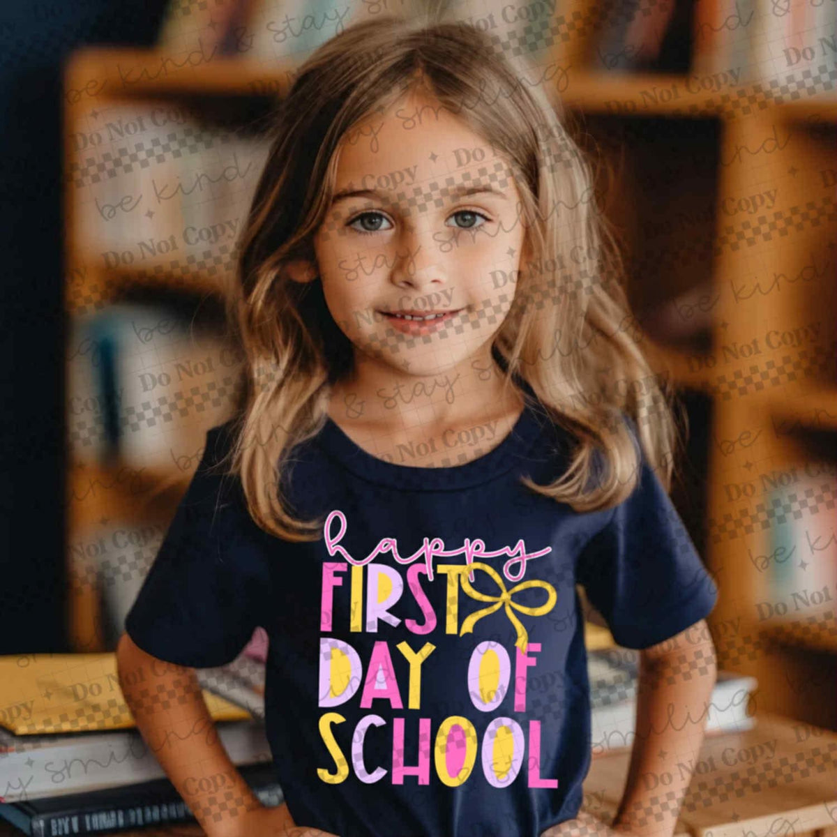 Happy First Day Of school girl with bow  (CMLD) DTF transfer