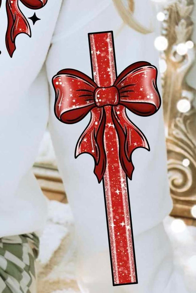 Merry & bright bow sleeve (CSC) 64631 DTF transfer