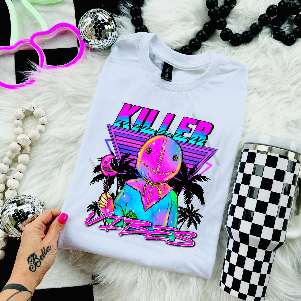 Killer Vibes Neon Sam with palm trees 110958 DTF transfer