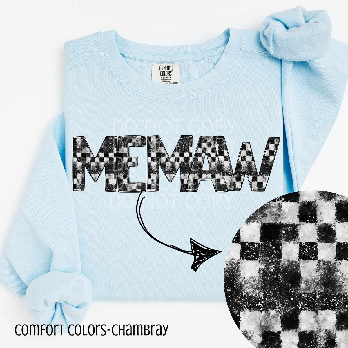 Memaw checkered and glitter (CSG) 84239 DTF transfer
