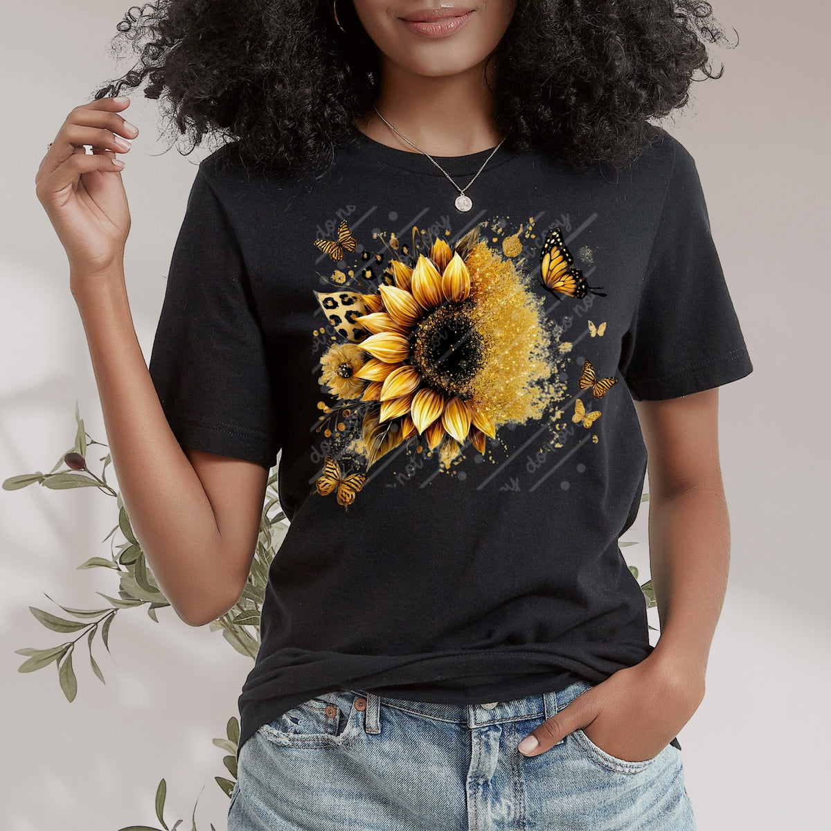Sunflower and butterflies DTF Transfer