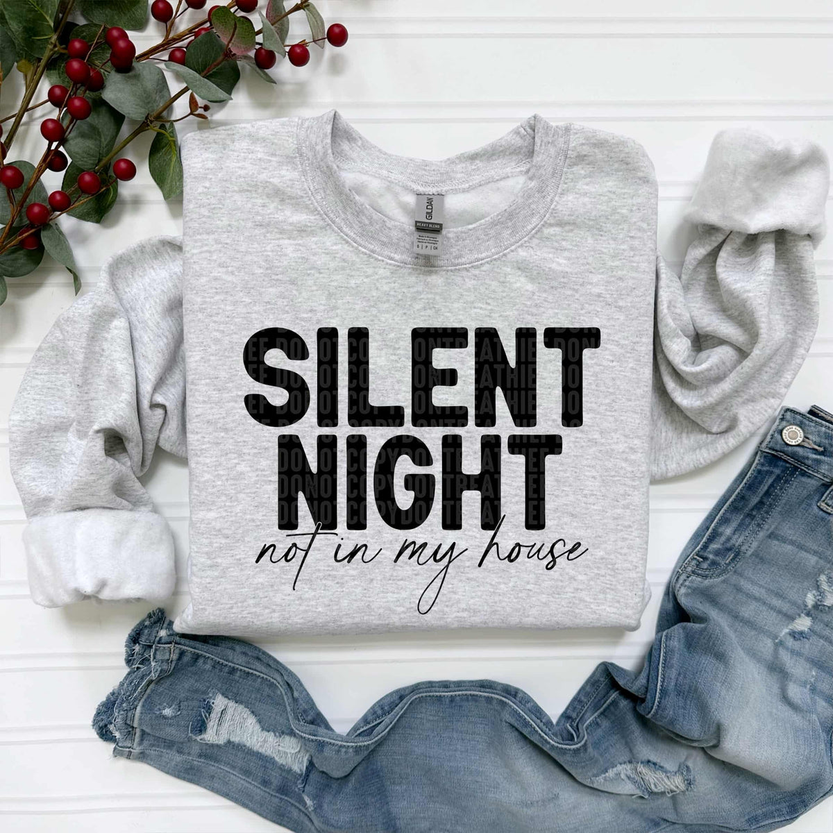 Silent Night not in my house BLACK (SDD) DTF Transfer