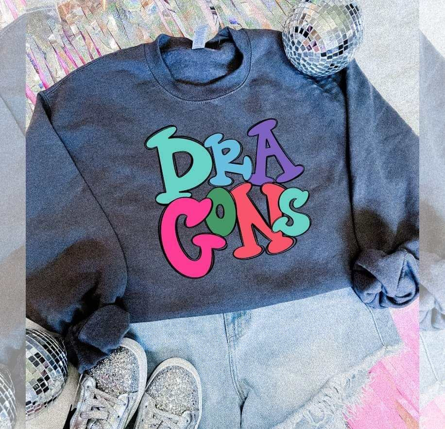 Dragons colorful bubble font (S&G) 64484 DTF transfer