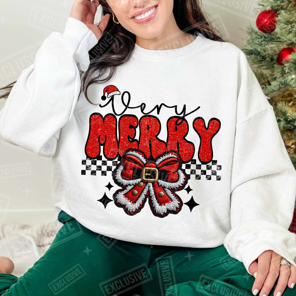 Very merry Santa bow exclusive (HW) 60167 DTF transfer