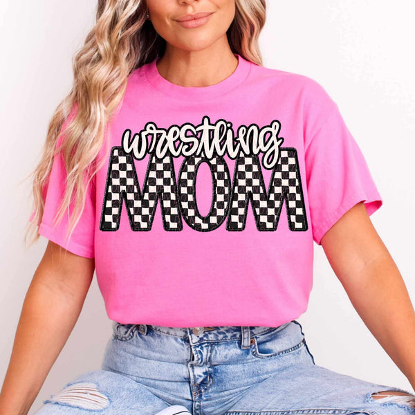 Wrestling mom checkered city DTF transfer