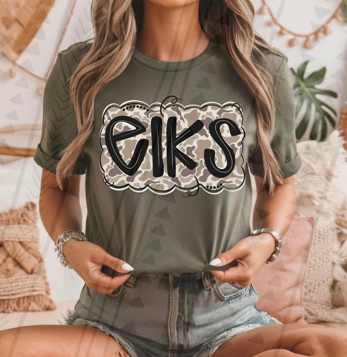 Elks camo mascot TGG DTF transfer