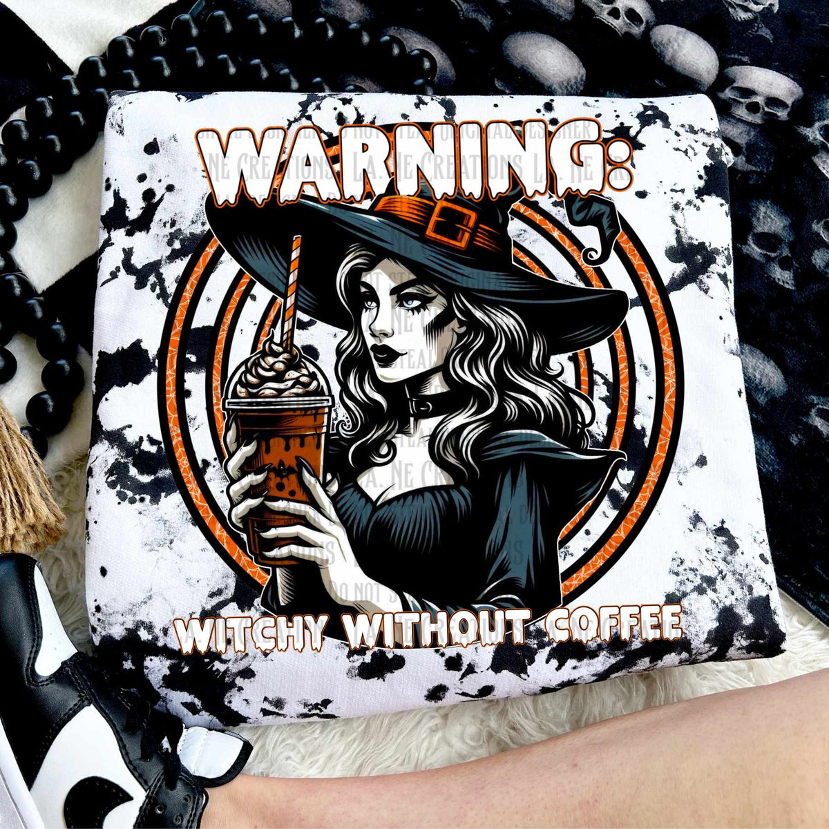 Warning witchy without coffee (LANE) 50900 DTF transfer