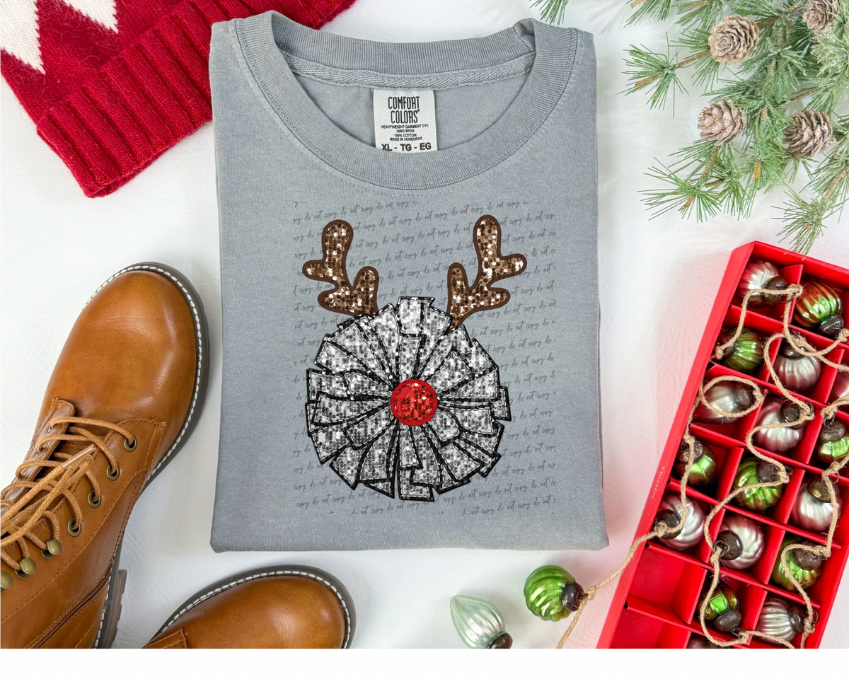 Cheer Pom Faux Glitter Reindeer 30396 DTF transfers