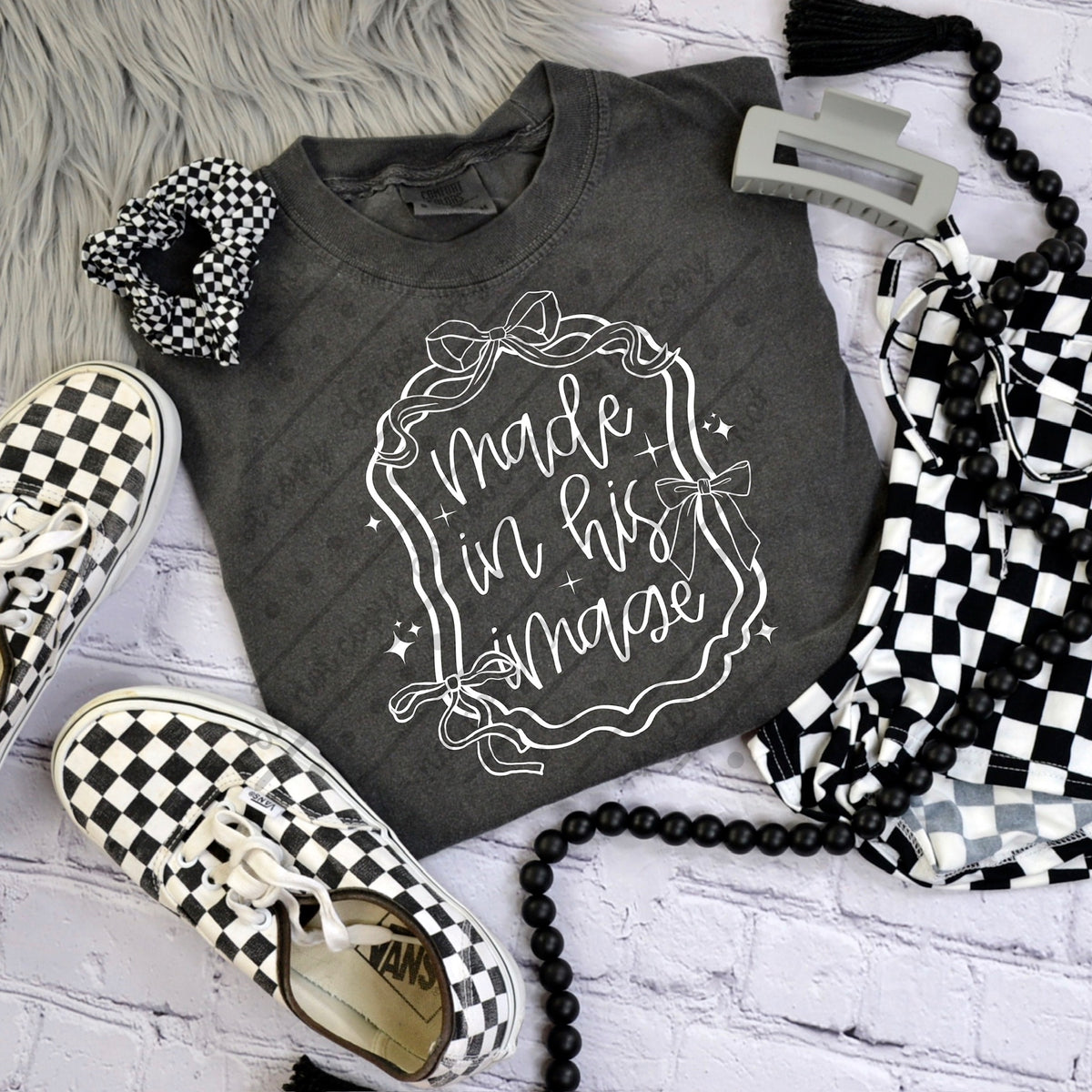 Made in his image white (scarlow) DTF transfer