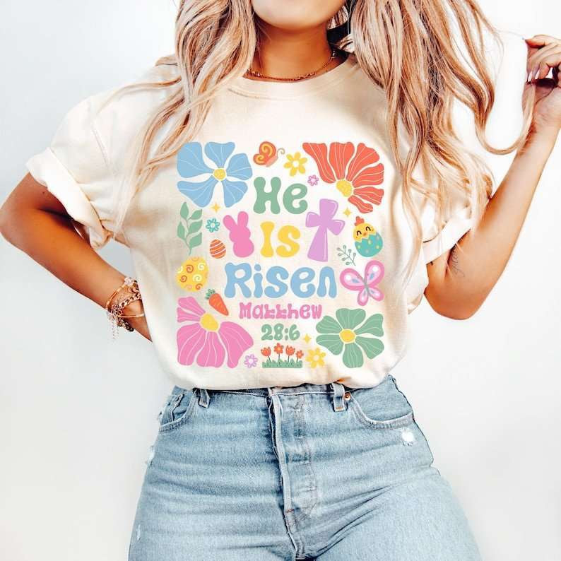 He is risen pastel Easter items 77656 DTF transfer