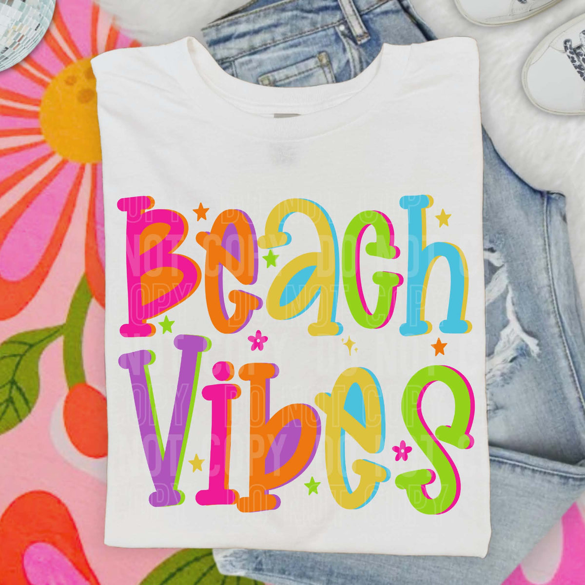 Beach Vibes Colorful Sunday Special DTF transfer