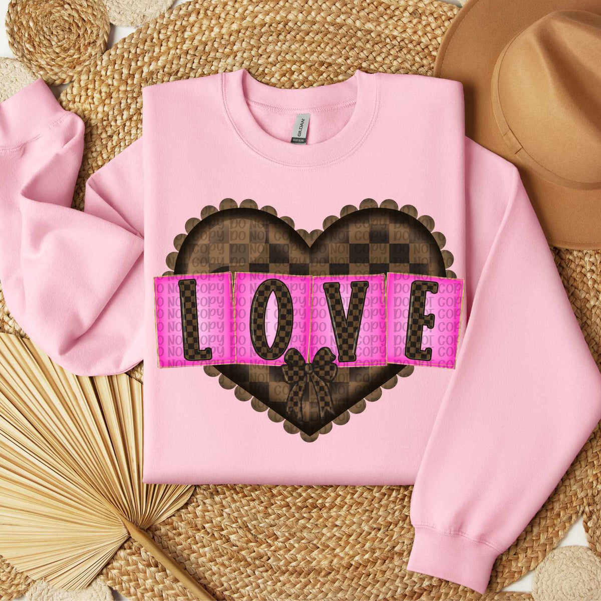 Love pink blocks checkered heart (VP) 80744 DTF transfer