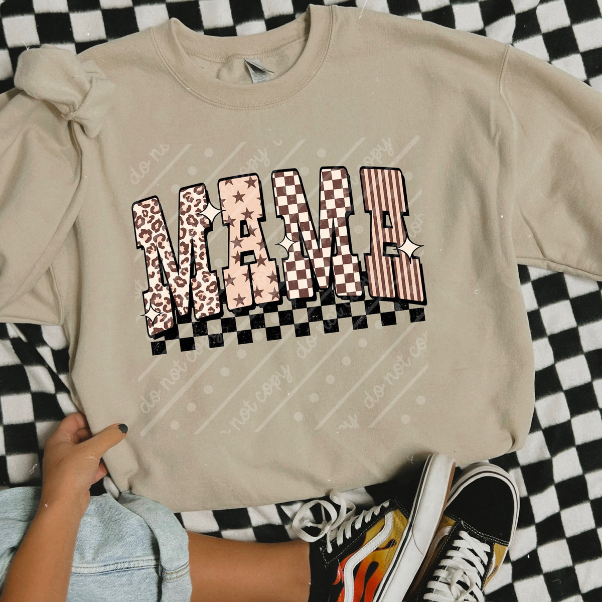 Mama with checker (scarlow) DTF Transfer