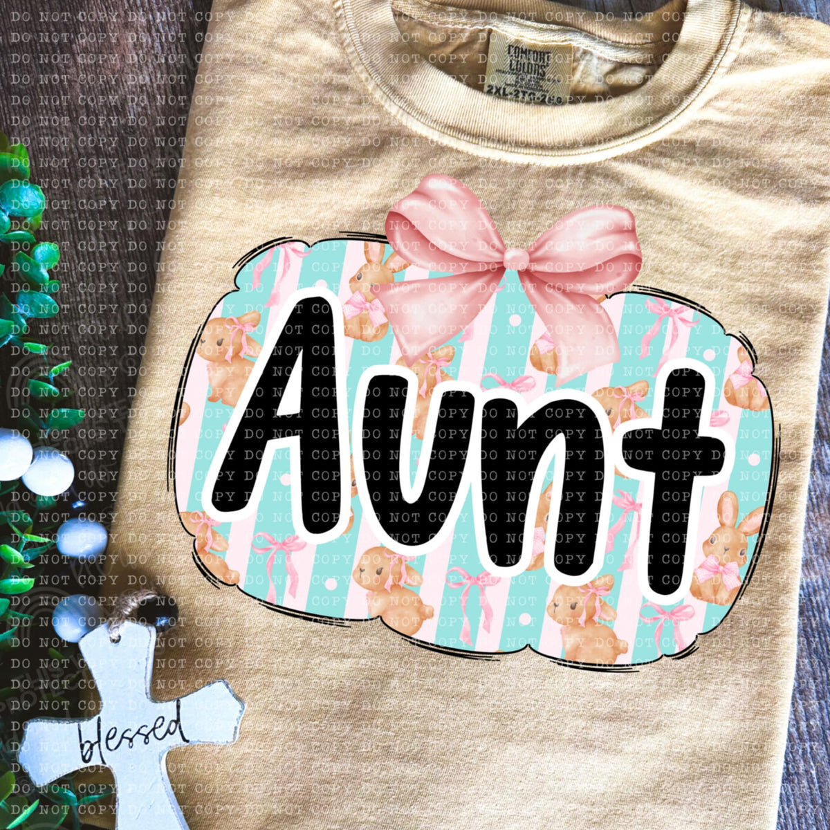 Aunt bunny background (ECHT) 85646 DTF transfer