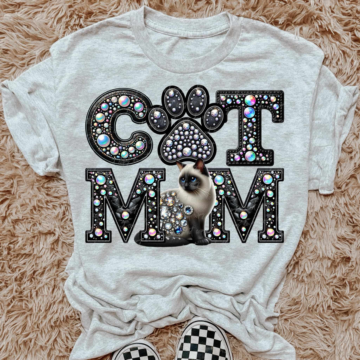 Siamese Cat mom rhinestone 49209 DTF transfer