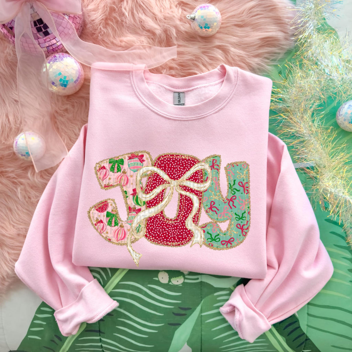 Joy Christmas font and bows SDD DTF Transfer