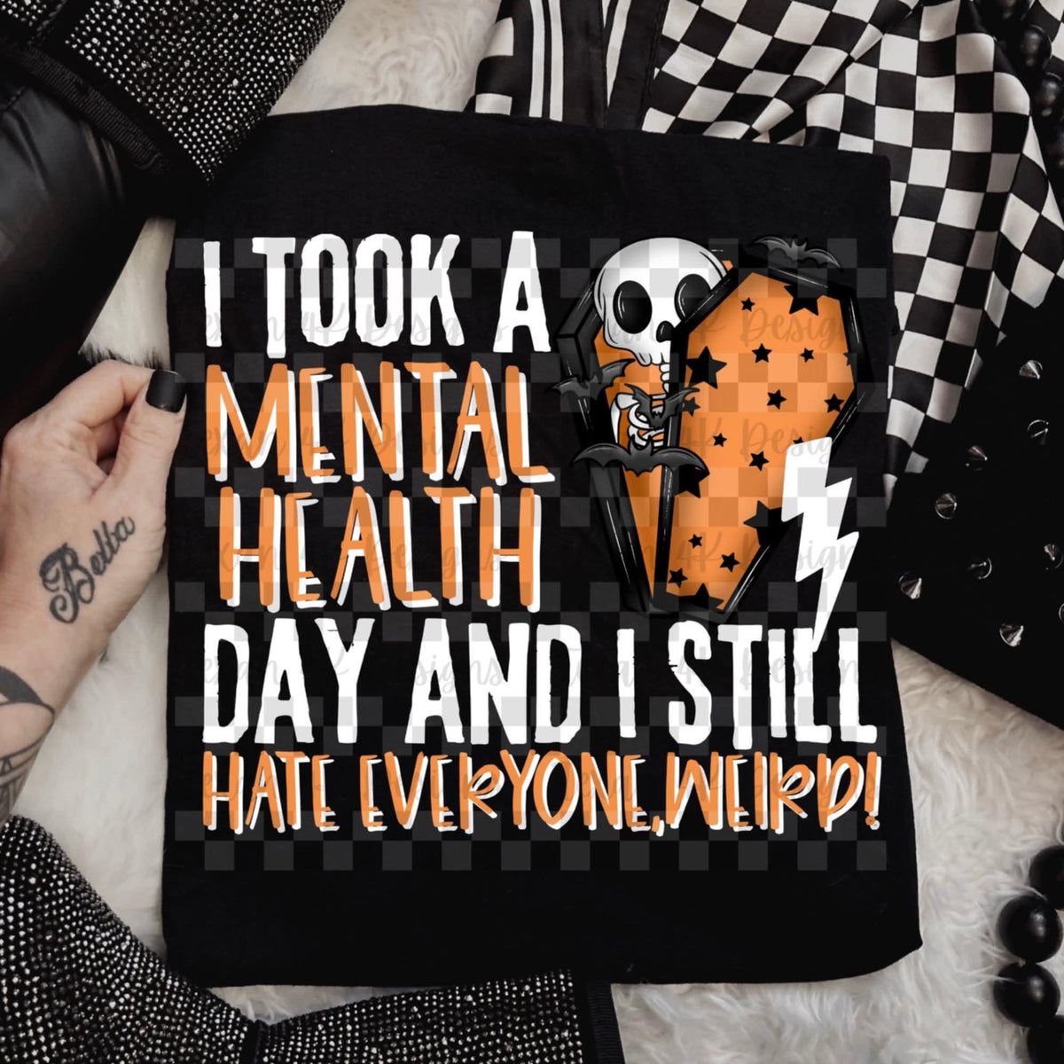 I took a mental health day white font (Texan) 109326 DTF transfer