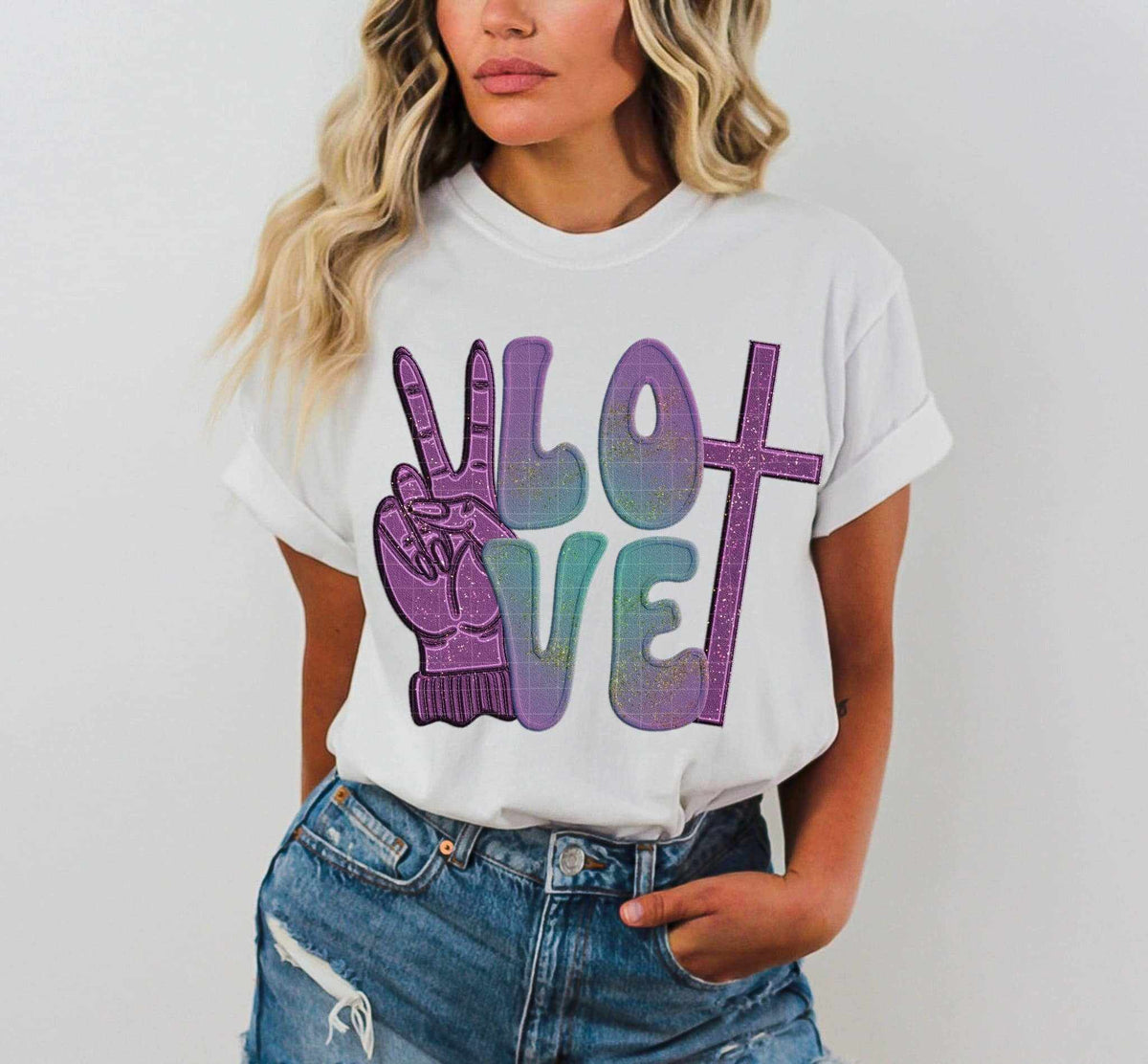 love purple peace sign 73288 DTF transfer