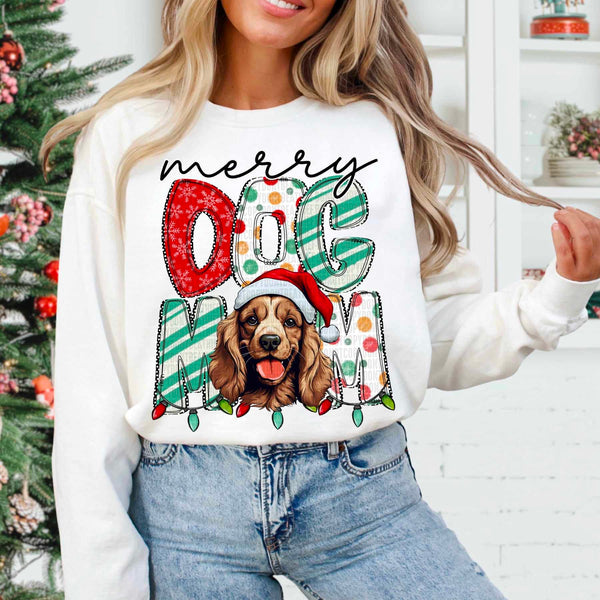 Merry dog mom brown cocker spaniel 55057 DTF transfer