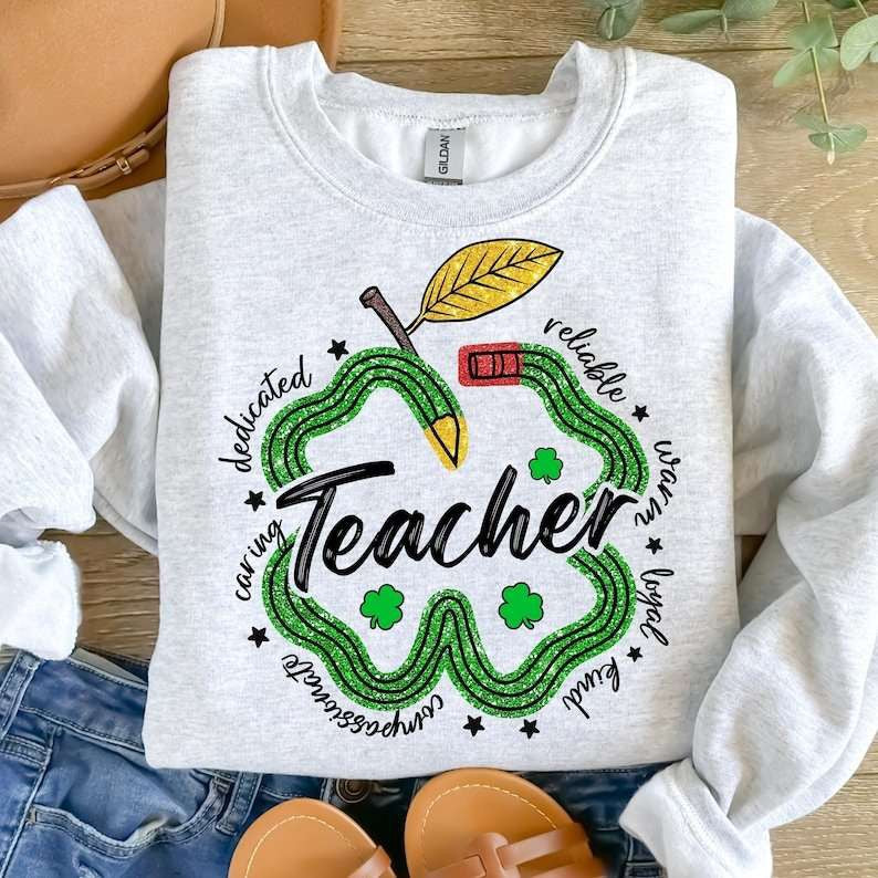 Teacher pencil clover 77608 DTF transfer