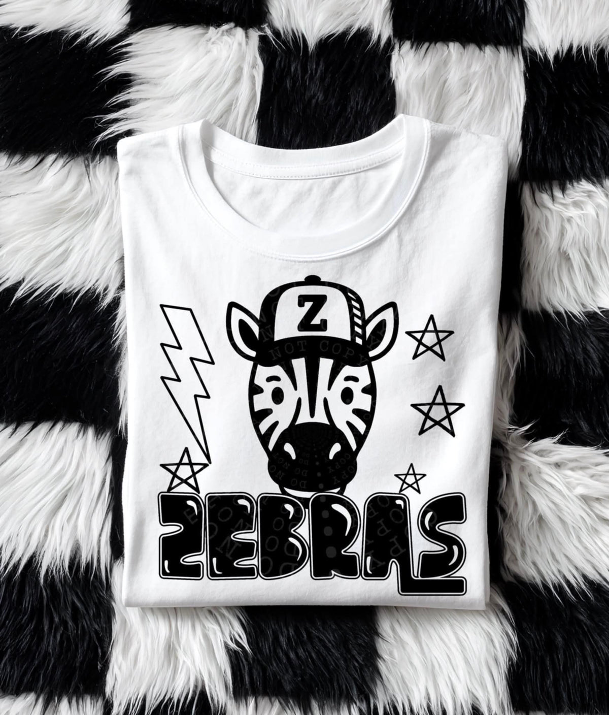 Zebras Mascot BLACK (C’s) DTF transfer