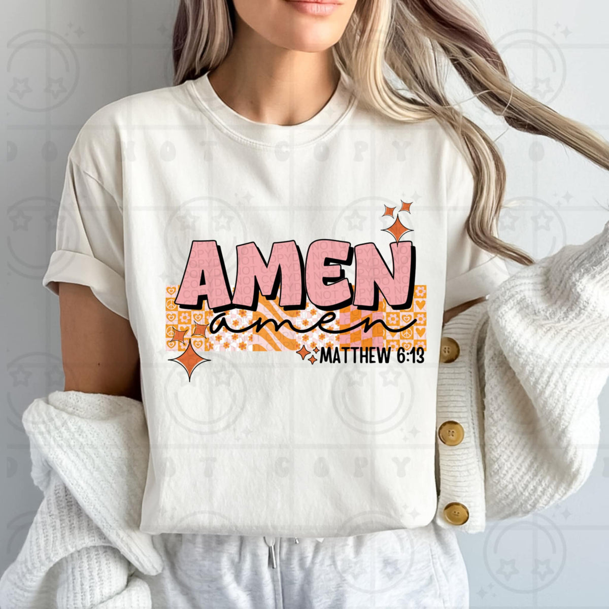 Amen grace pink and orange (HW) 93481 DTF transfer