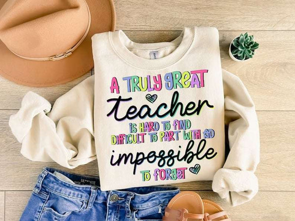 A truly great teacher is hard to find rainbow font 73861 DTF transfer