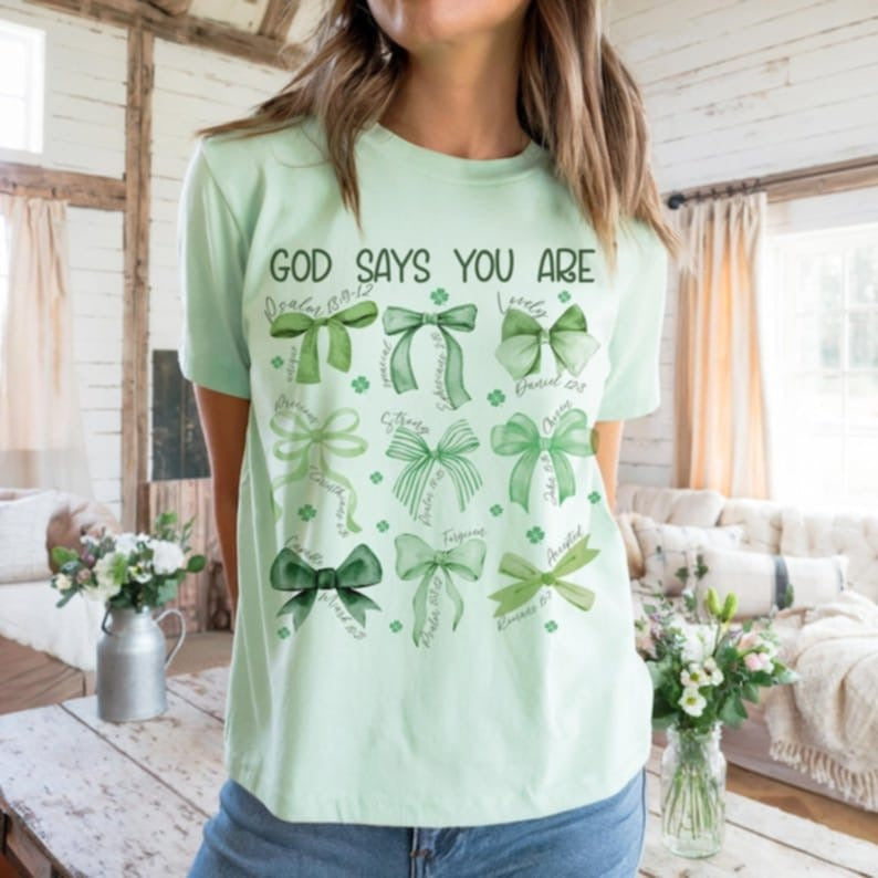 God says you are green bows 87746 DTF transfer