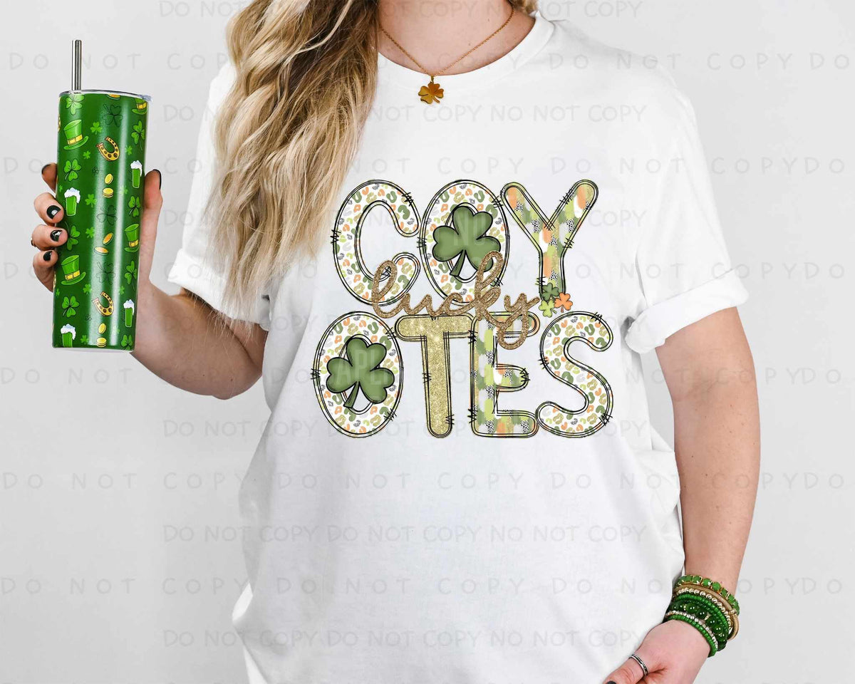 Lucky coyotes st Patrick patterns (caplinger) 82504 DTF transfer