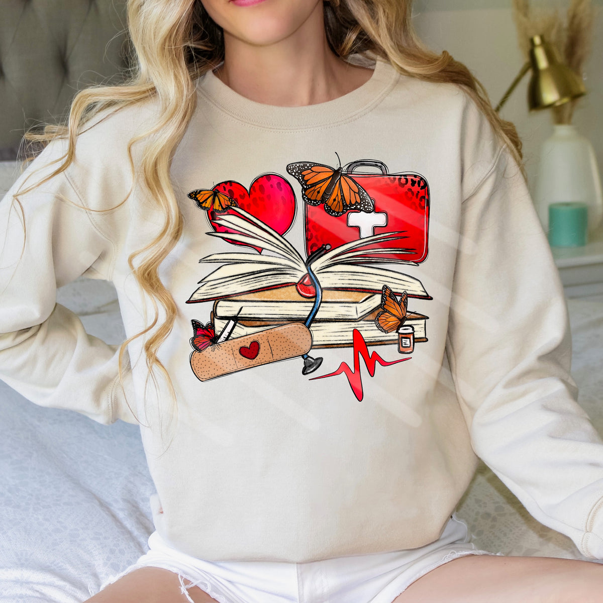 Nurse Books and butterflies (cstage) 114266 DTF transfer