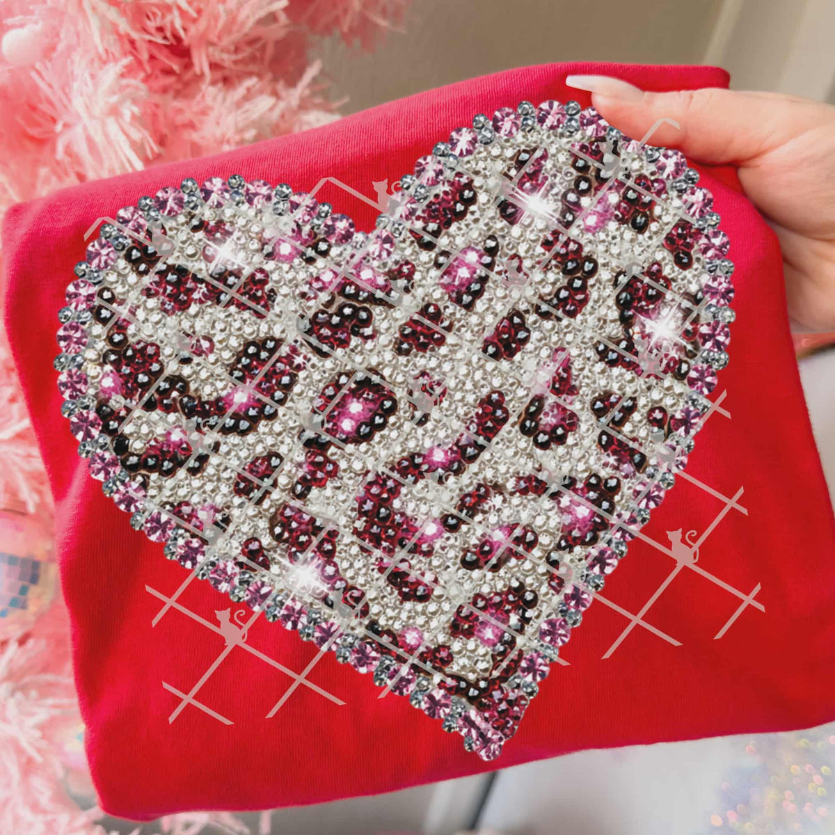 Faux Rhinestone Leopard Heart (TTD) DTF Transfer