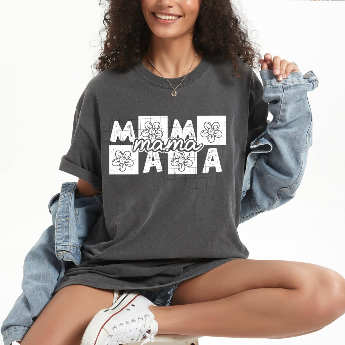 Mama flower blocks WHITE (CSC) 98733 DTF transfer