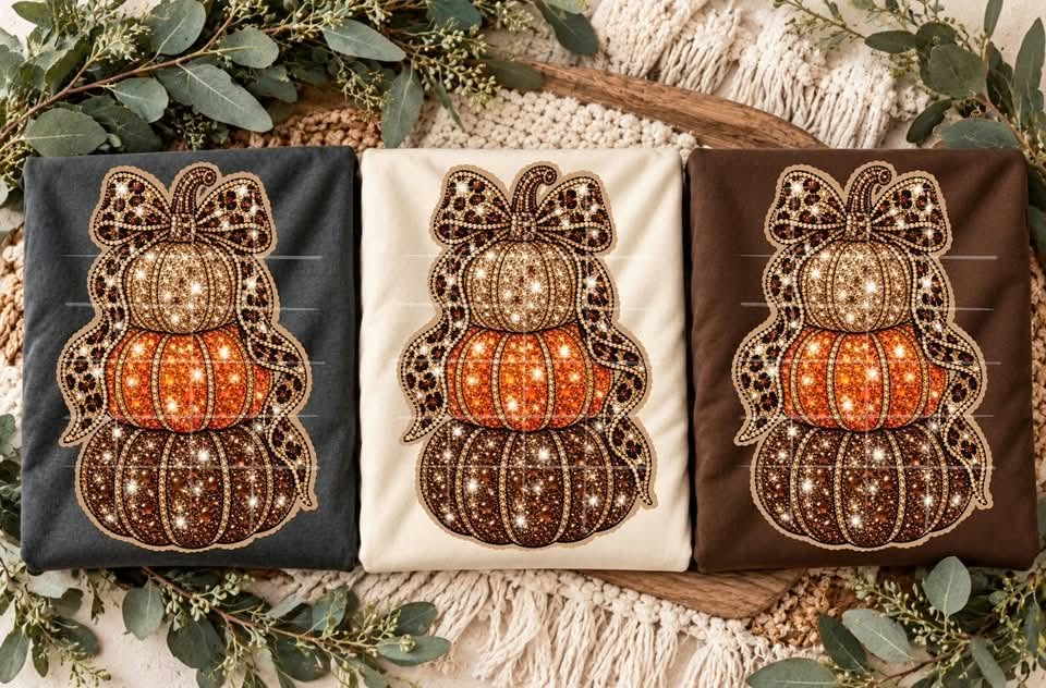 Rhinestone stacked pumpkins (TDC) DTF Transfer