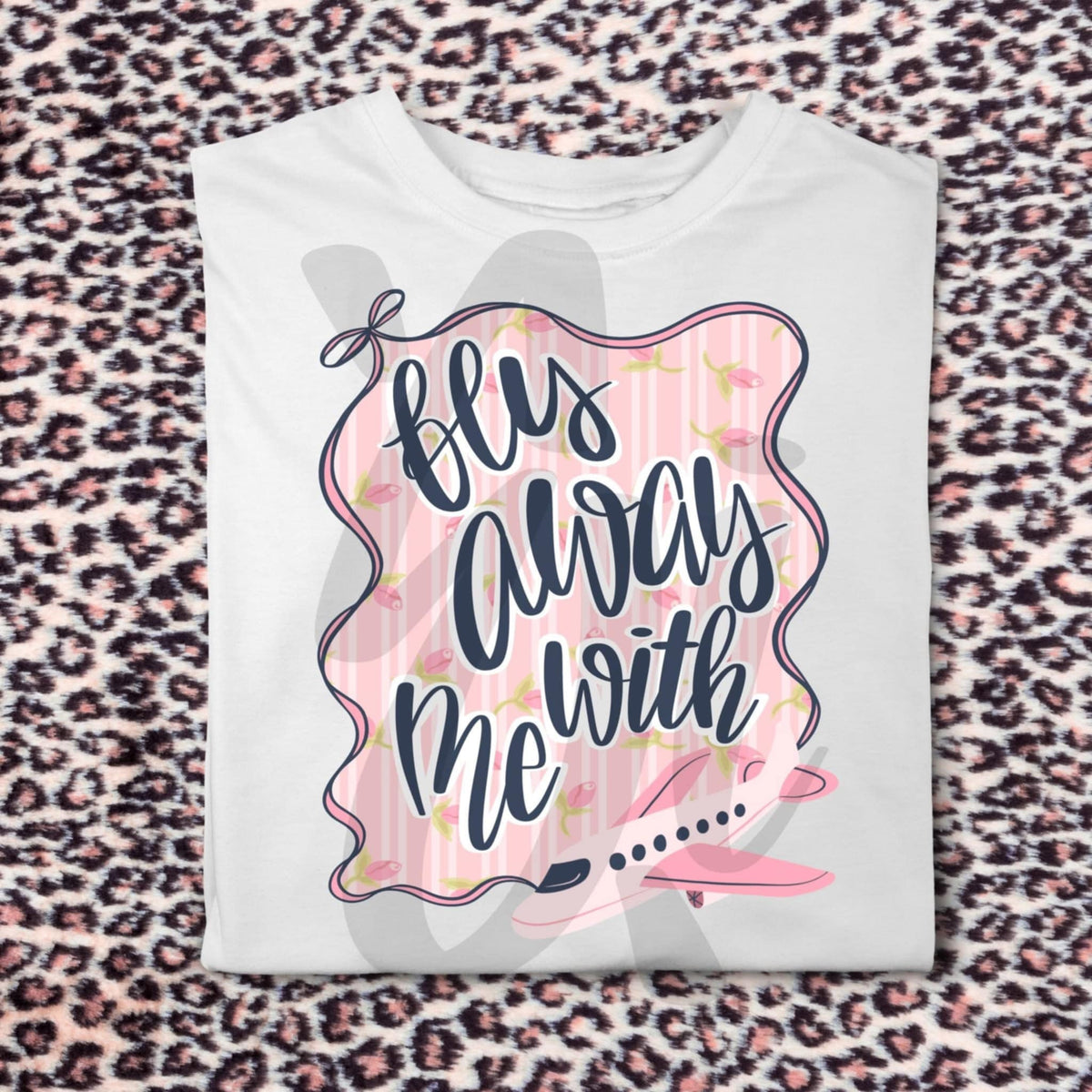 Fly away with me pink airplane 106081 DTF transfer