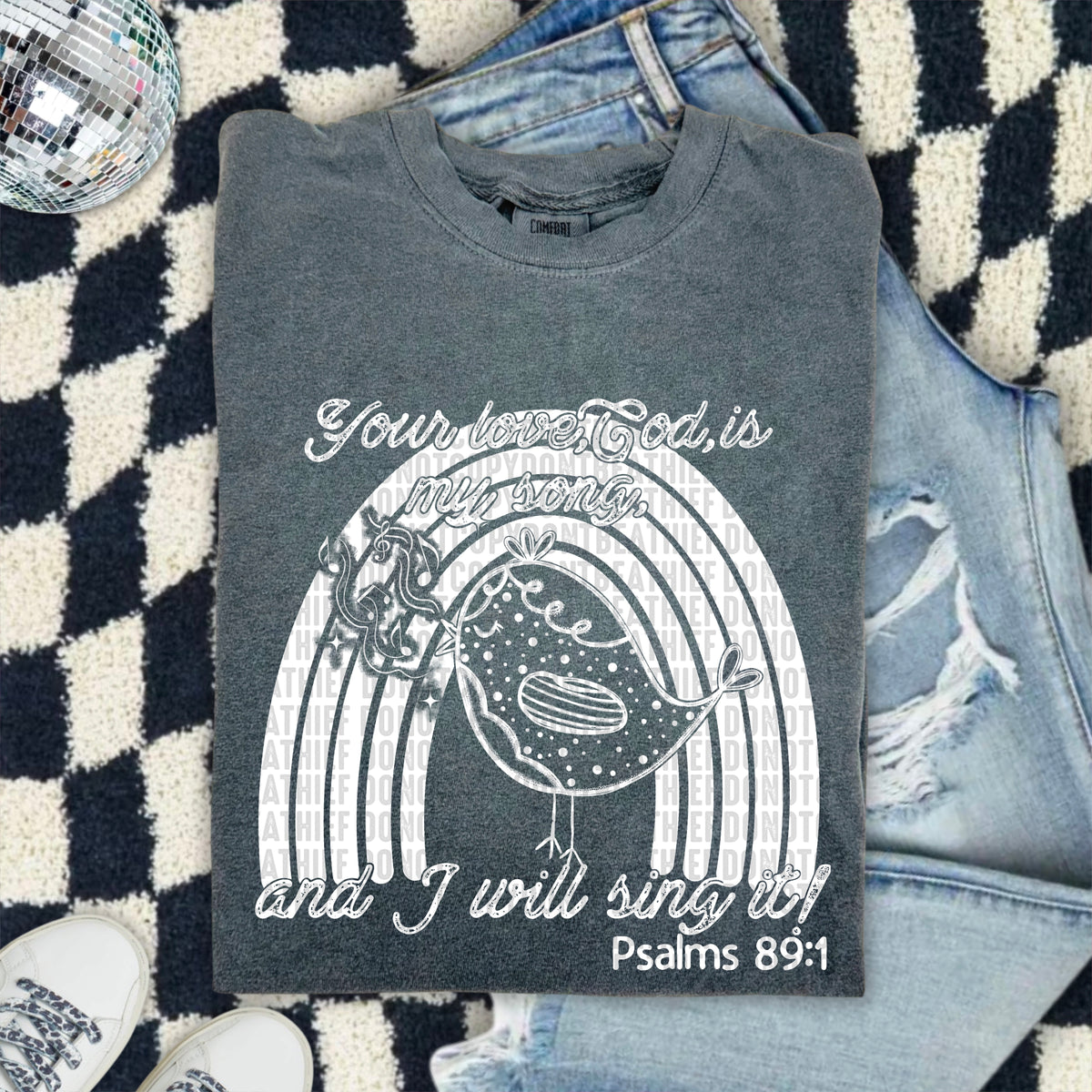 Your love god, is my song and I will sing it WHITE 103394 DTF transfer