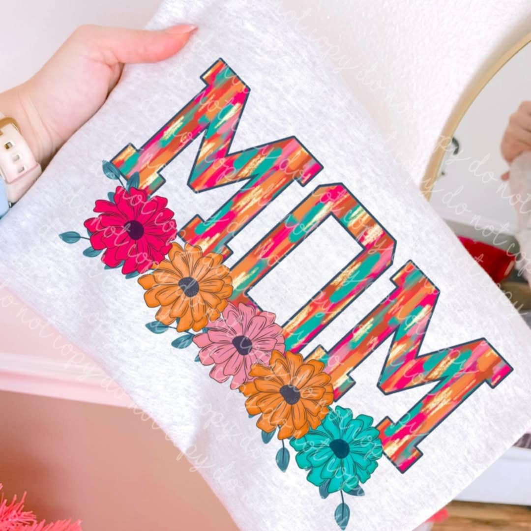 Mom brushstrokes with flowers (MMD) 97883 DTF transfer