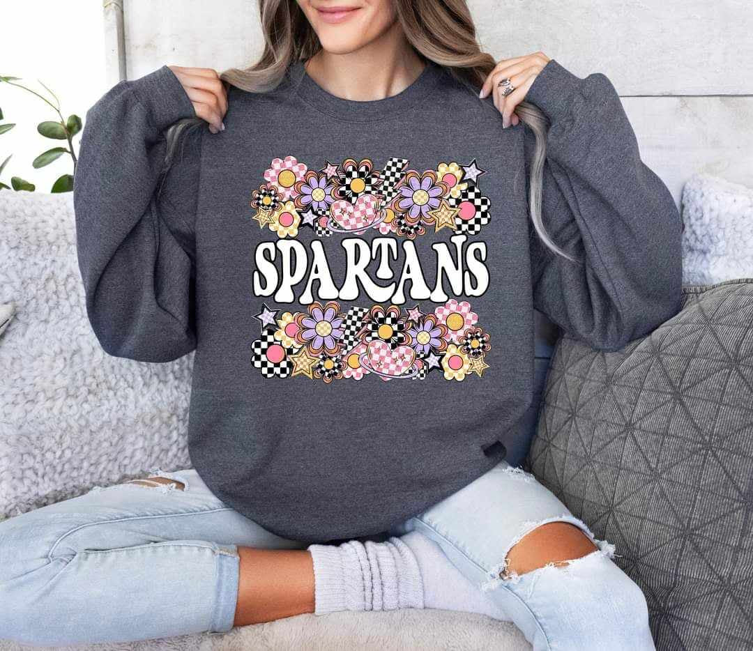 Spartans checkered florals (S&G) 62443 DTF transfer