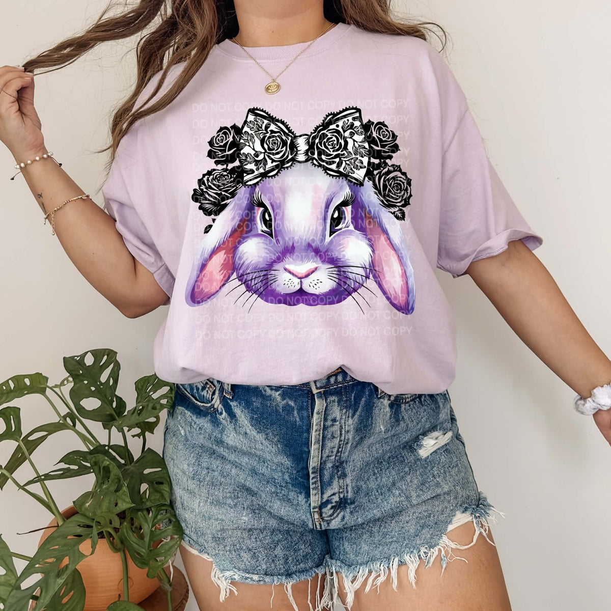 Purple bunny & bow (Scg) DTF transfer