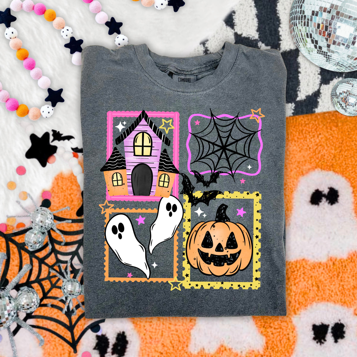 Colorful haunted house stamps (CSC) DTF Transfer