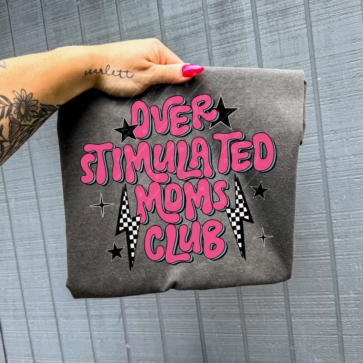 Overstimulated moms club (pink) (scarlow) DTF Transfer