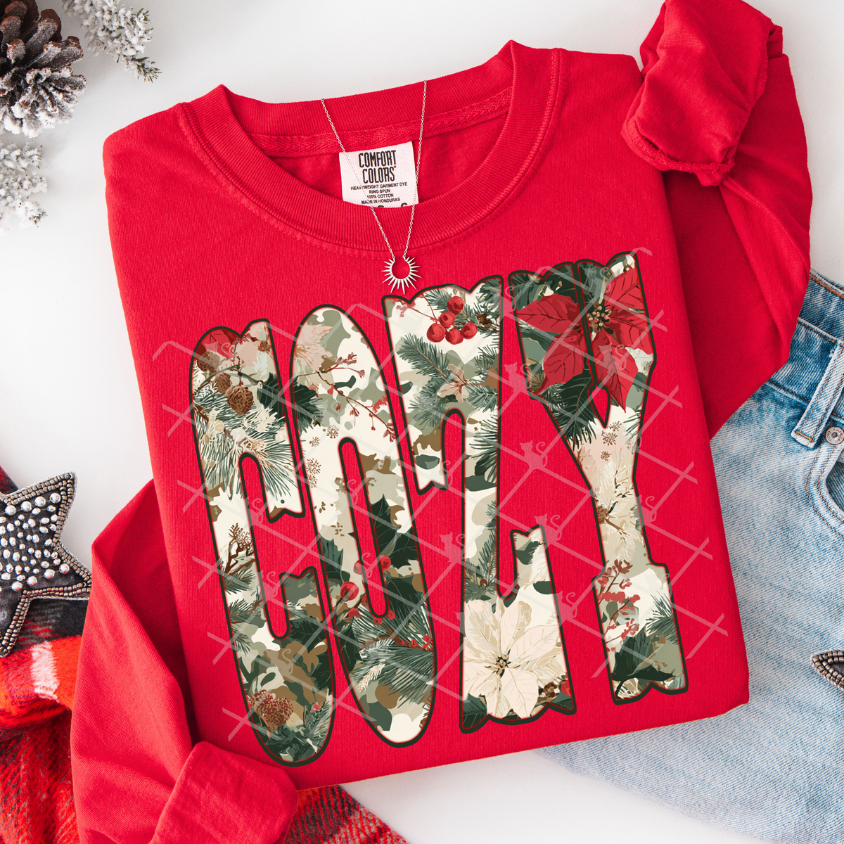 Cozy Christmas Floral Font (TDD) DTF Transfer